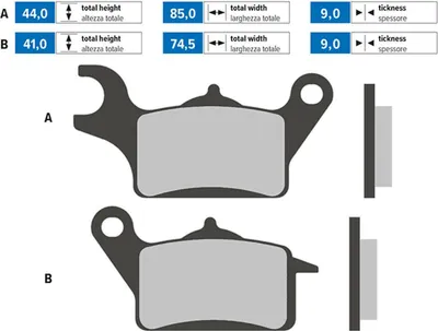 Produktbild von POLINI ORIGINAL Bremsbeläge Paar 44x85x9/41x74,5x9 mm