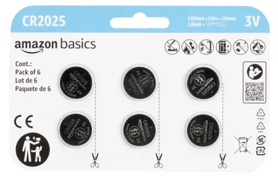 Productafbeelding van A. Basics CR2025 lithium knoopcelbatterij, lange levensduur, vrij van