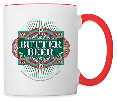 Produktbild von Spreadshirt Phantastische Tierwesen 3 Butterbier Tasse Zweifarbig, One size, Weiß/Rot