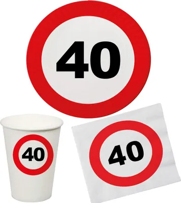 Produktbild von Party Set 32 Teile Geburtstag 40 Jahre Verkehrsschild Größe: ohne Attribut