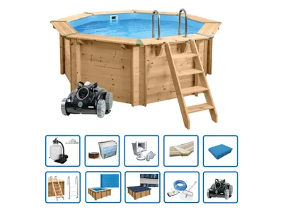 Produktbild von Interline Holzpool "Java" Ø 3,55 m/ 1,16 m tief, Super Set inkl. Poolroboter, Abdeckung und weiterem Zubehör