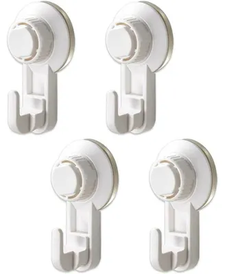 Imagen del producto de Juego de 4 ventosas, ganchos con ventosas de alta resistencia que no requieren taladrar, ganchos impermeables para baño y cocina, capacidad de hasta 5 kg (blancos)