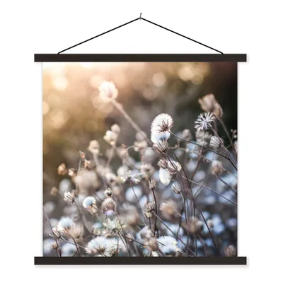 Produktbild von MuchoWow® Textilposter Blumen - Sonne - Sepia 40x40 cm mit schwarzem Rahmen - Fotos