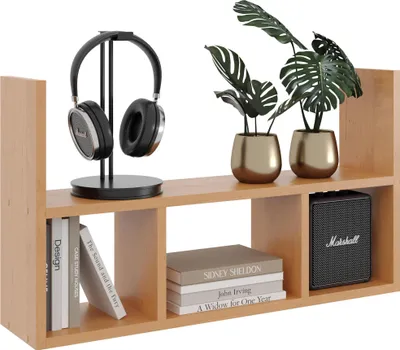 Produktbild von Wandregal Hängeregal Bücherregal 2 Ebenen – modernes Regal zur Wandmontage in Farbe Erle für Wohnzimmer & Büro Bücherregal zur Wandmontage