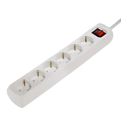 Image de Multiprise, 6 prises, avec interrupteur, 1,4 m, blche