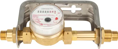 Produktbild von Einstrahlzähler ETK Kombi-Set (Warmwasser) bis 90 Grad Länge 80 mm, inkl. Bügel 1/2 Zoll Edelstahl