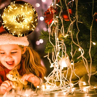 Zdjęcie produktu dla Jiubiaz Oświetlenie LED kurtyny świetlne dekoracja kurtyny świetlne z 200 LED 8 trybów światła USB oświetlenie bajkowe na Boże Narodzenie-IP44 ciepła biel