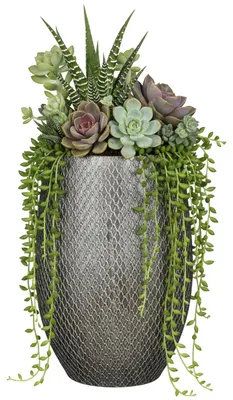 Produktbild von Glimmer Blumentopf / Pflanztopf Madeira - hohes Modell - Silber - Terrakotta - 30 cm - Skala Muster