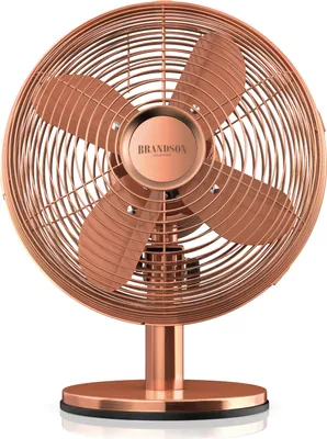 Zdjęcie produktu dla Wentylator stołowy Brandson, wentylator z 3 poziomami mocy, mobilny wentylator w stylu retro, przełączana oscylacja 80°, kąt nachylenia ok. 40°, miedź