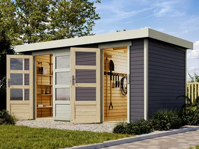 Produktbild von Gartenhaus Zweiraumhaus Nordhorn 19 mm terragrau