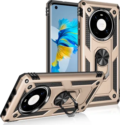 Obrázek produktu pro Pouzdro pro Huawei Mate 40 dvouvrstvé robustní, vojenská ochrana pouzdro s držákem prstenu a stojánkem Zlato