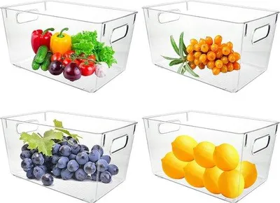 Image de Ensemble de 4 organisateurs de réfrigérateur Famanu – Boîtes de rangement transparentes et empilables