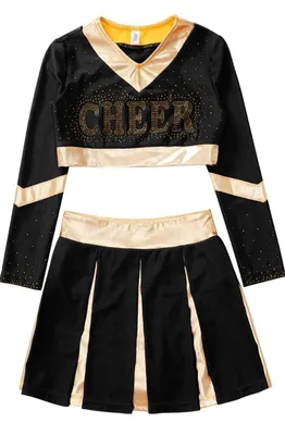Produktbild von Funkelndes Cheerleader-Kostüm für Mädchen – Tanz & Party-Outfit Set (Gr. 116) für Karneval, Halloween & Fasching