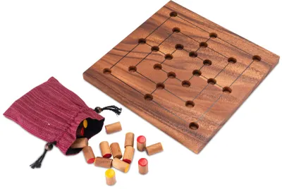 Zdjęcie produktu dla Młynek rozmiar XL dla 2 graczy - wytrzymała plansza 25 x 25 cm - drewniana gra strategiczna