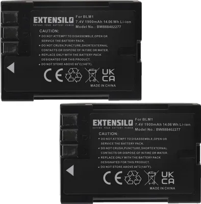 Produktbild von EXTENSILO 2x Akku kompatibel mit Olympus E-30, E-300, E-330, E-510, E-1, E-3, E-500, E-520 Kamera (1900 mAh, 7,4 V, Li-Ion)