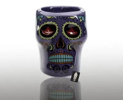 Produktbild von 2x Sierra Tequila Shotglas 2cl Ton Skull Lila Totenkopf Stamper