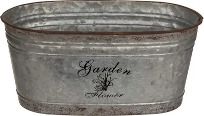Produktbild von Ovaler Metall Blumentopf Vintage-finish 'Flowers & Garden' 2er Set