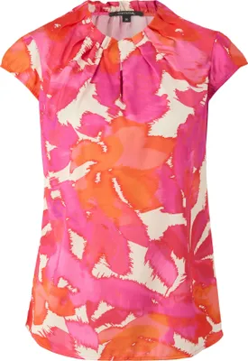 Produktbild von comma drapierte Satin-Bluse mit hochgeschlossenem Ausschnitt