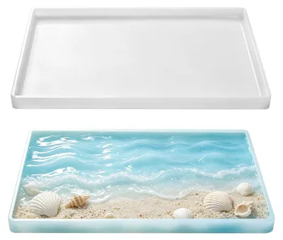 Productafbeelding van Siliconenmal voor dienblad - Rechthoekige gietvorm voor epoxyhars - DIY decoratief bord en sieradenplateau - 30x20 cm