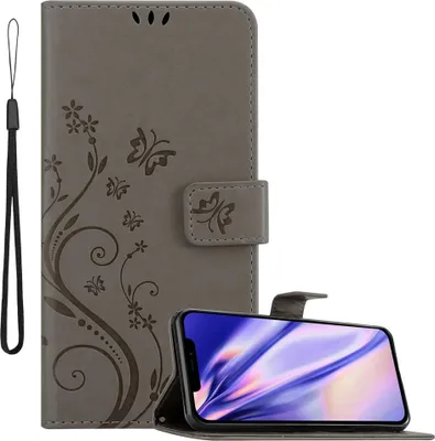 Obrázek produktu pro Cadorabo Pouzdro pro Apple iPhone 12 / 12 PRO Ochranný kryt v šedé barvě Pouzdro na mobil Flowers Flower