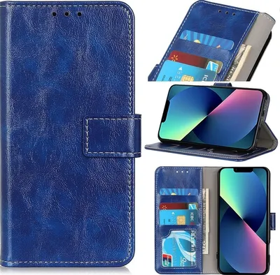 Produktbild von Mobigear Basic iPhone 14 Hülle Klapphülle Geldbörse - Blau