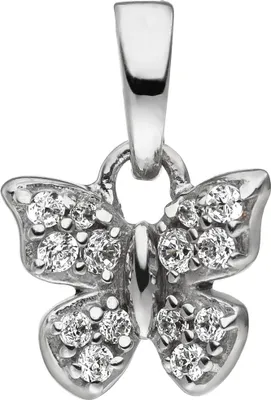 Produktbild von Kleiner Anhänger Schmetterling mit weißen Zirkonia 925 Silber Kinder Halsschmuck