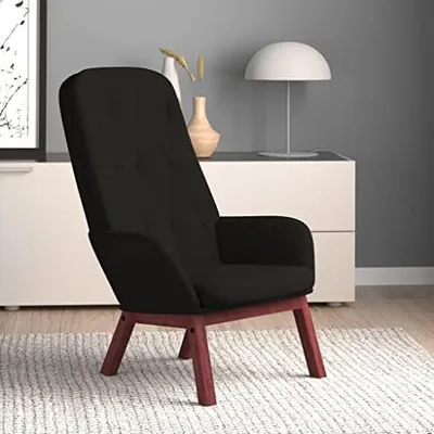 Produktbild von Schwarzer Samt-Relaxsessel mit stabilen Holzbeinen – moderner Polstersessel für Wohnzimmer und Büro, ergonomischer Fernsehsessel, 70 x 77 x 98 cm