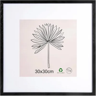 Obrázok produktu pre Rám na fotografie 30x30 cm, Čierny, Drevený, Akrylové sklo, pre Plagáty a Puzzle