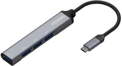 Produktbild von AISENS A109-0541, USB 3.2 Gen 1 (3.1 Gen 1) Type-C, USB 3.2 Gen 1 (3.1 Gen 1) Type-A, 5000 Mbit/s, Grau, Aluminium, 0,1 m