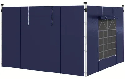 Image de Paroi latérale pour tente de réception – Toile de tente – Polyester Oxford hydrofuge – Pour tentes de 3x3m et 3x6m – Avec fenêtres – Bleue