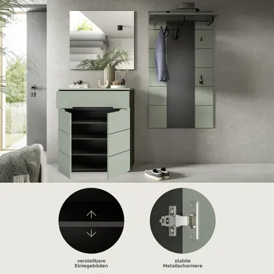 Produktbild von xonox.home Canu Garderobenkombination (B/H/T: 175x190x37 cm) in Smoke Green Nachbildung