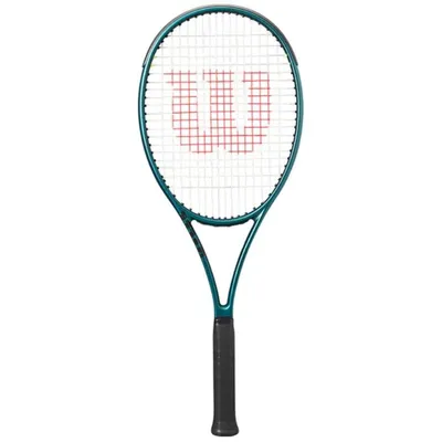 A studio shot of a tennis racket against a white background.
