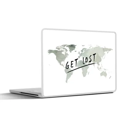 Produktbild von MuchoWow® Laptop Aufkleber Sticker Cover Weltkarte - Grau - Weiß 36.5x27.5 cm - Laptop-Sticker