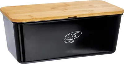 Produktbild von Brotdose mit Schneidebrett - schwarz/Brotlagerung - 36 x 20 x 14 cm