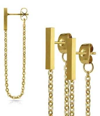 Produktbild von Ohrstecker „Ketten mit Stab“: Edelstahl Ohrringe Gold