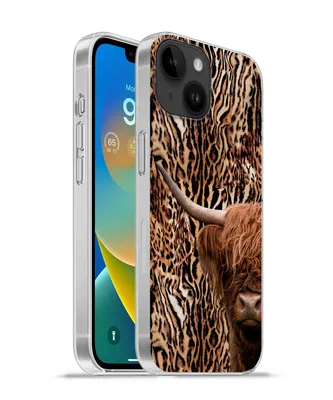 Produktbild von MuchoWow® Handyhülle Schutzhülle Hülle für Apple iPhone 14 - Softcase Schottischer Highlander - Kuh - Pantherdruck Silikon Softcase Handy Hülle - Mobiltelefonhülle