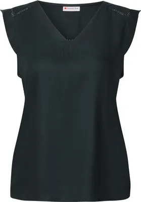 Produktbild von Street One V-Top 'V-Neck Top mit Häkeldetails', A323507, pine grove green, Gr. 42