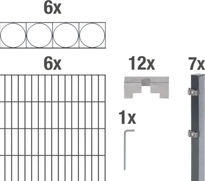 Produktbild von Alberts Doppelstabmattenzaun Oslo, Höhe 100 cm, Länge 12 m, 2 m Matte, anthrazit, zum Einbetonieren