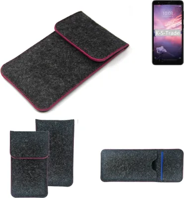 Produktbild von K-S-Trade Handy Schutz Hülle kompatibel mit ZTE Blade A3 Joy Schutzhülle Handyhülle Filztasche Pouch Tasche Case Sleeve Filzhülle dunkelgrau rosa