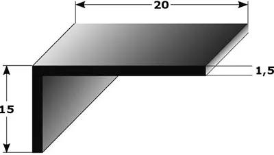 Produktbild von Winkelprofil "Alcoba" als Montageprofil / Bauprofil, ungleichschenklig, Silber eloxiert, aus Aluminium-1000-15 mm-20 mm
