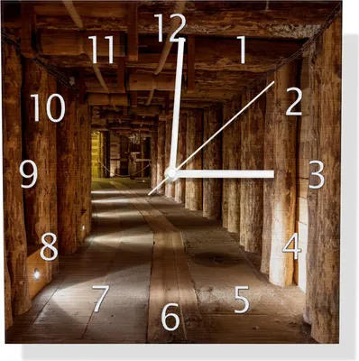 Produktbild von Wallario Design Wanduhr Alter Tunnel in einer Salzmine in Polen aus Aluverbund, Größe 30 x 30 cm