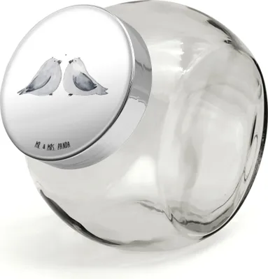 Produktbild von Mr. & Mrs. Panda Vorratsdose Glas Turteltauben Liebe XL 2000ml - Weiß - Geschenk, Pärchen, Kaffeedose, Aufbewahrungsdose, Süßigkeitenglas, Hochzeitstag, Süßigkeiten