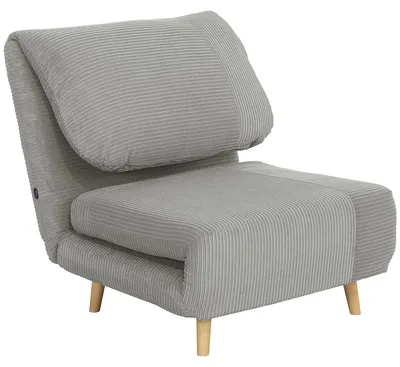 Image de HOMCOM Canapé-lit 2-en-1, fauteuil-lit, matelas pliant, lit d'appoint, lit pliant, gris