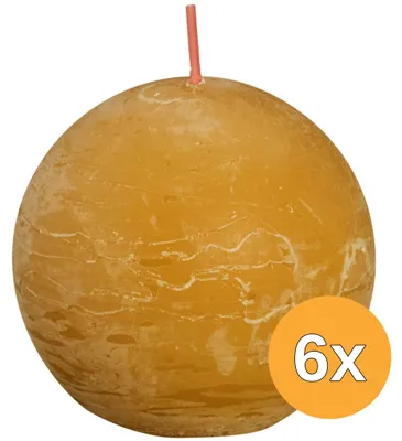 Productafbeelding van 6x Bolsius Shine Rustiek Bolkaars ?76 Honeycomb Yellow (1 stuk)
