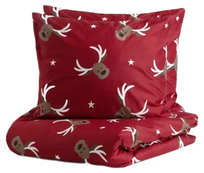 Produktbild von HOMLA Bettwäsche „C REINDEER“ aus Mikrofaser mit Rentiermotiv, 220 x 200 cm + 2 x 50 x 60 cm
