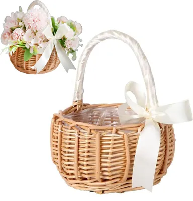 Produktbild von Weidenkorb mit Henkel – 16 x 22 cm – Kleiner Osterkorb – Handgeflochtener Weidenkorb – Picknickkorb – Rattankorb – Geflochtener Blumenkorb – Obstkorb
