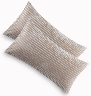 Produktbild von Kuscheli® 2er Set Kissenbezug im Doppelpack Cashmer Touch Fleece Kissenhülle, Sofakissen Kopfkissenbezug Kissenbezüge Couchkissen, Farbe:Taupe, Größe:2x 40x80 cm