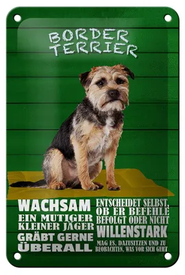 Produktbild von Blechschild Spruch 12x18cm Border Terrier Hund wachsam