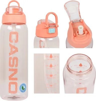 Produktbild von Casno Motivierende Wasserflasche mit Messbecher, Tritan, BPA-frei, 1 l.