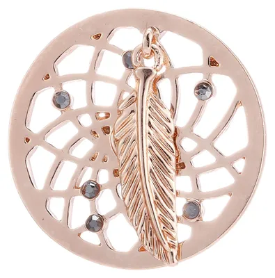 Produktbild von Morella® Damen Coin Traumfänger mit Feder roségold 33 mm